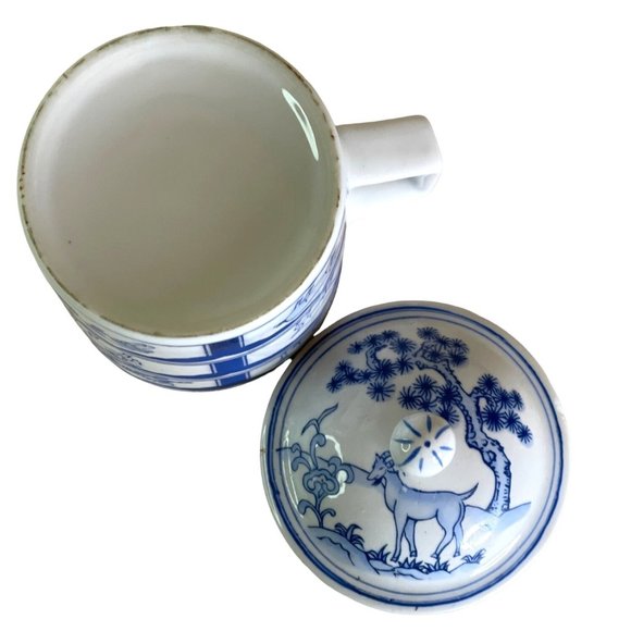 Lidded Mug Oriental Coffee or Tea Cop Chinese Animal Calendar Design 3.75" - Picture 5 of 6